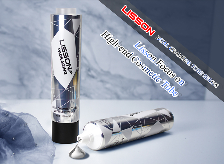 Dual Chamber Cosmetic Lotion Tube