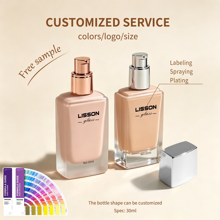 Custom Flat Square Glass Pump Bottles