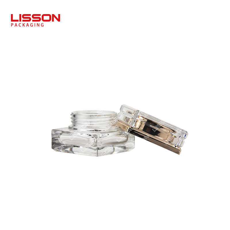 Square Thick Base Glass Cream Jar with Threaded Neck and Acrylic Fluted Lid