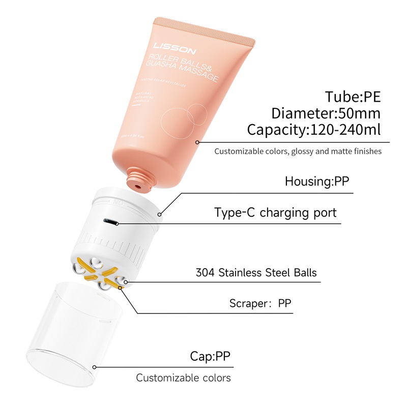 Rechargeable Vibrating Roller Ball Massage Tube Structure