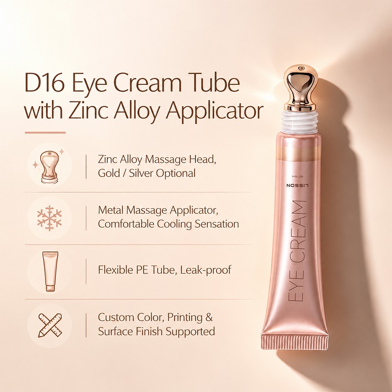 D16 Eye Cream Tube with Zinc Alloy Applicator