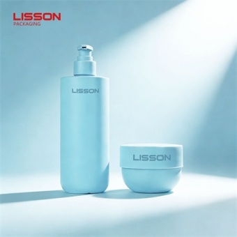 Eco-friendly Matte Blue PP/PE Cosmetic Bottle Packaging Set