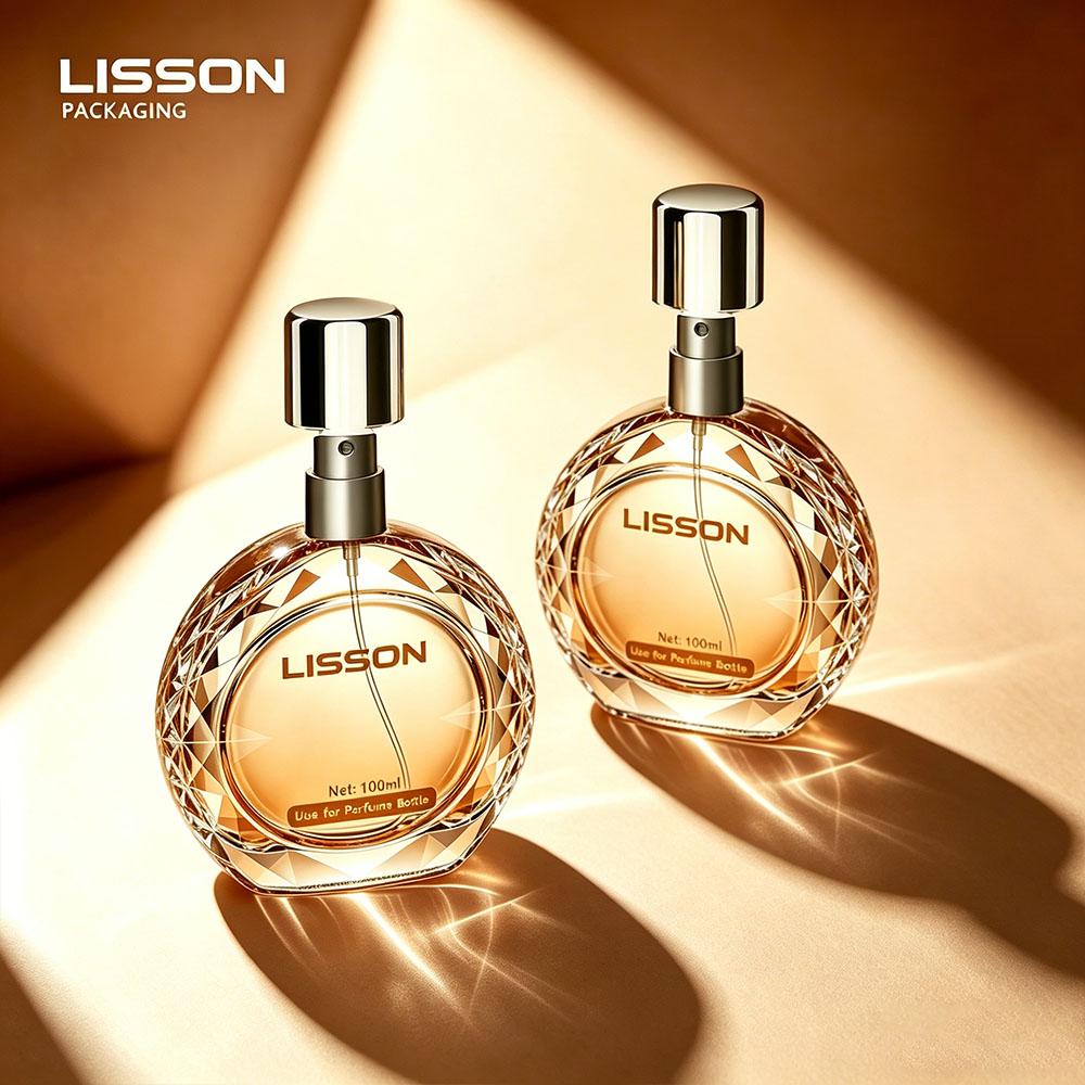Diamond-Cut Round Perfume Bottle