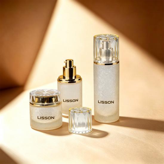 Gold-Accented Glass Skincare Bottle Set