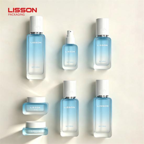 Square Glass Cosmetic Bottle and Jar Set
