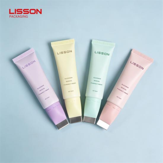 PE Cosmetic Oval Tube with Zinc Alloy Metal Scraper