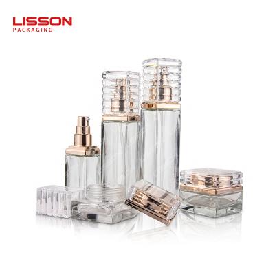 square cosmetic glass bottle set