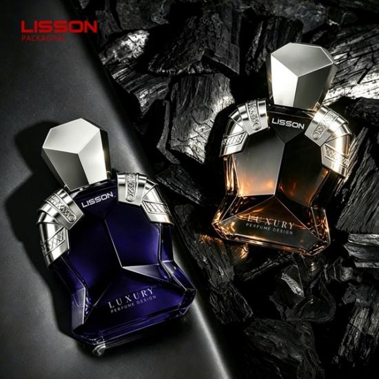 Custom Armor-Style Glass Perfume Bottle with Plated Shoulder Design