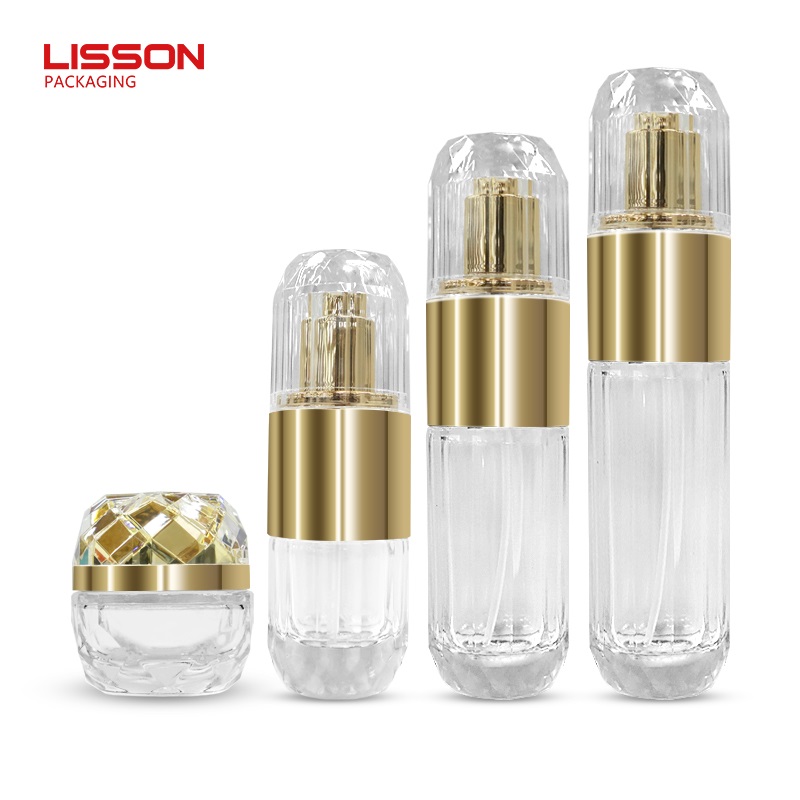 Gold Accent Glass Skincare Packaging