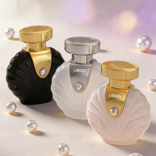 Shell Texture Glass Perfume Bottle with Pearl